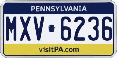 PA license plate MXV6236