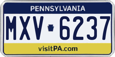 PA license plate MXV6237
