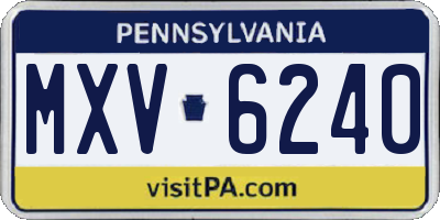 PA license plate MXV6240