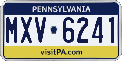 PA license plate MXV6241