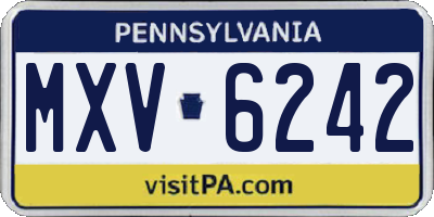 PA license plate MXV6242