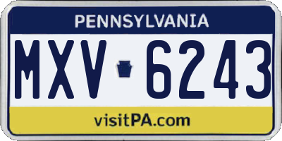 PA license plate MXV6243
