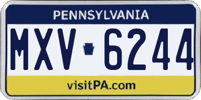 PA license plate MXV6244