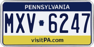 PA license plate MXV6247