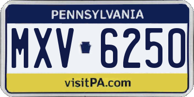PA license plate MXV6250