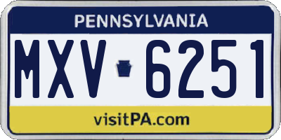 PA license plate MXV6251