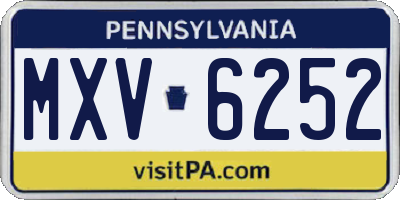 PA license plate MXV6252
