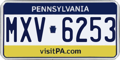 PA license plate MXV6253