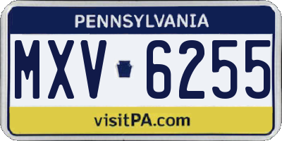 PA license plate MXV6255