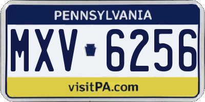 PA license plate MXV6256