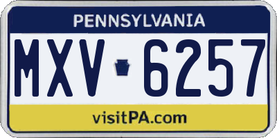 PA license plate MXV6257