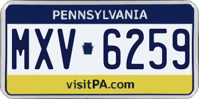 PA license plate MXV6259