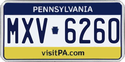 PA license plate MXV6260