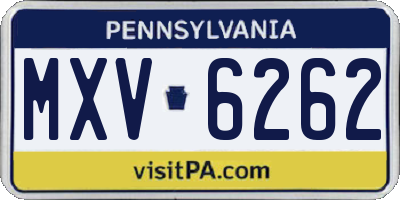 PA license plate MXV6262
