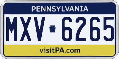PA license plate MXV6265