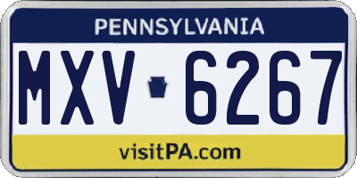 PA license plate MXV6267