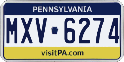 PA license plate MXV6274