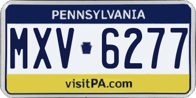 PA license plate MXV6277