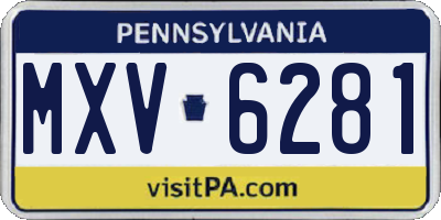 PA license plate MXV6281