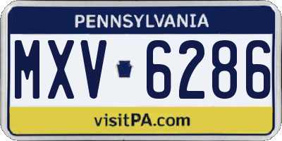 PA license plate MXV6286