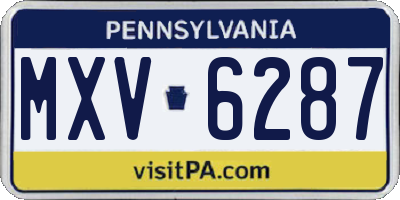 PA license plate MXV6287