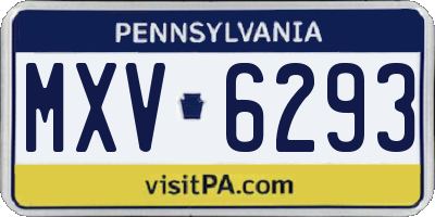 PA license plate MXV6293