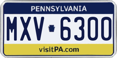 PA license plate MXV6300