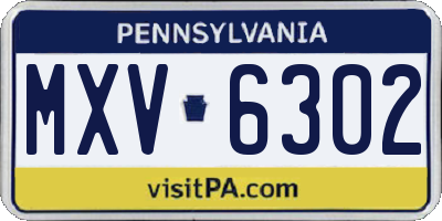 PA license plate MXV6302