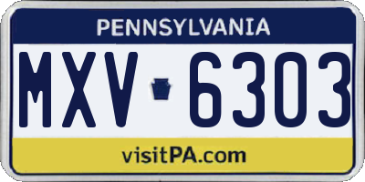 PA license plate MXV6303