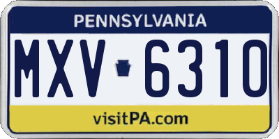 PA license plate MXV6310