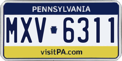PA license plate MXV6311
