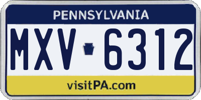 PA license plate MXV6312