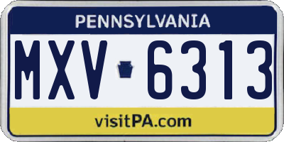 PA license plate MXV6313