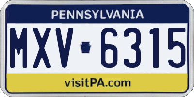 PA license plate MXV6315