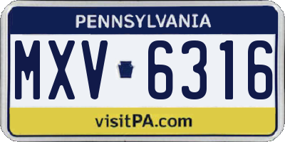 PA license plate MXV6316