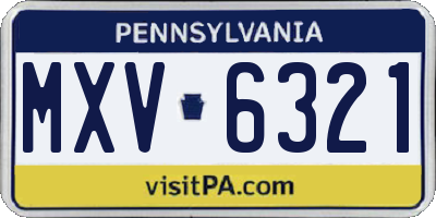 PA license plate MXV6321