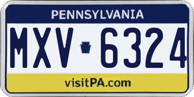PA license plate MXV6324