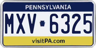 PA license plate MXV6325