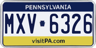 PA license plate MXV6326