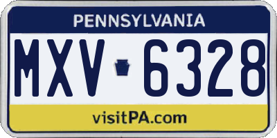 PA license plate MXV6328