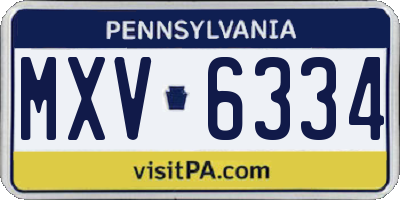 PA license plate MXV6334
