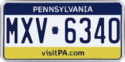 PA license plate MXV6340