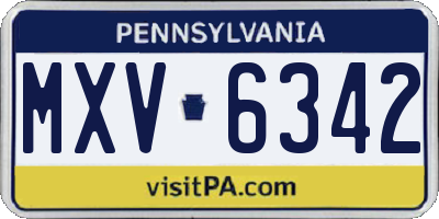 PA license plate MXV6342