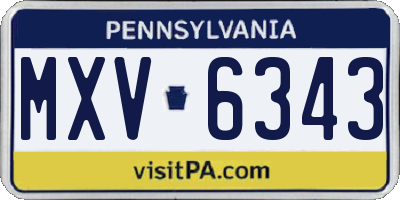 PA license plate MXV6343