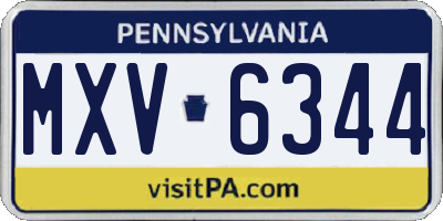 PA license plate MXV6344