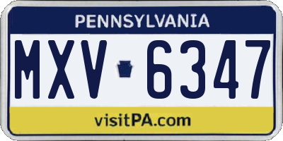 PA license plate MXV6347
