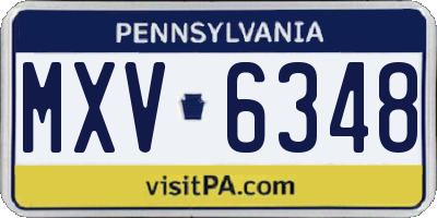 PA license plate MXV6348