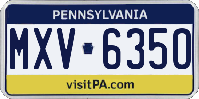 PA license plate MXV6350