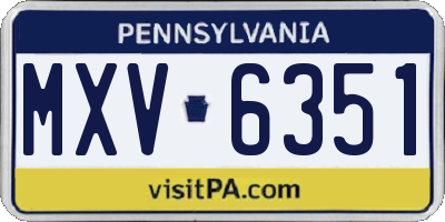 PA license plate MXV6351
