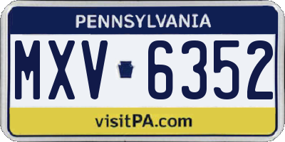 PA license plate MXV6352